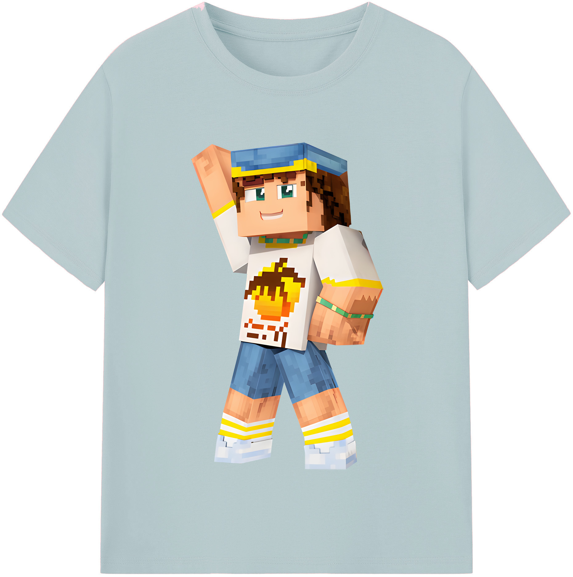 （画像用） マインクラフト ブロックの世界 Minecraft MC Block world 綿100％半袖Tシャツ（フロントプリント）